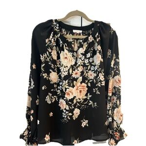 Blu Pepper Black Floral Blouse